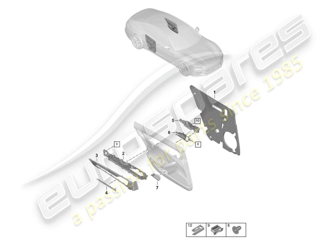 porsche 2025 (panamera 976) pannello porta porte posteriori accessori schema delle parti