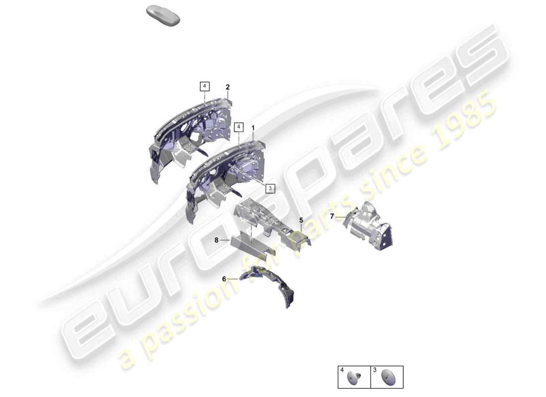 porsche 2025 (cayenne e3 pa) assorbitore acustico smorzamento per l'interno del veicolo schema delle parti