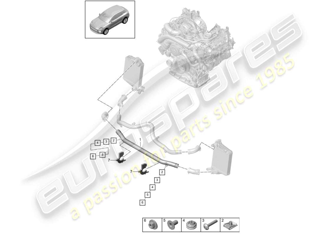 porsche 2021 (macan) schema elettrico della valvola a farfalla del tubo di pressione del refrigeratore dell'aria di sovralimentazione