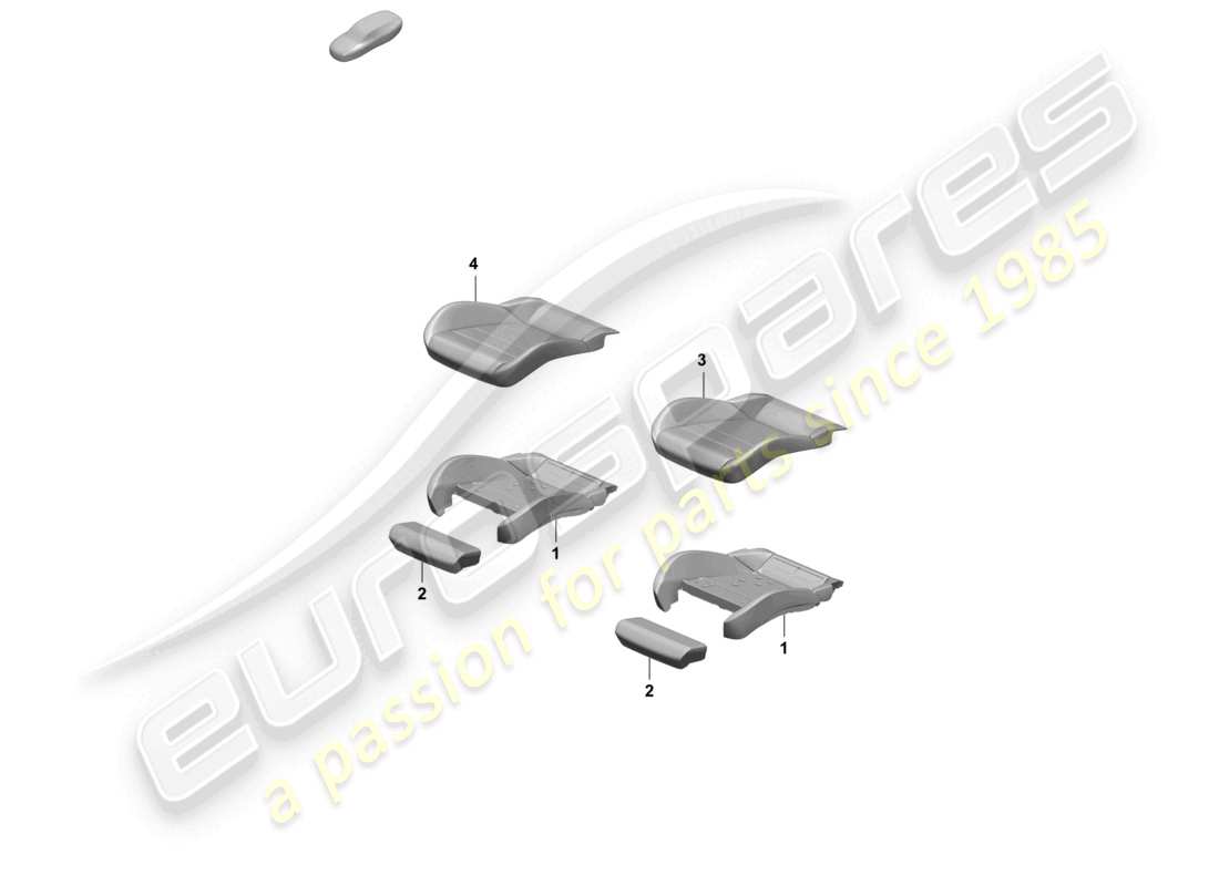 porsche 2026 (taycan 9j1-2) parte in schiuma coprisedile sedile sportivo diagramma delle parti