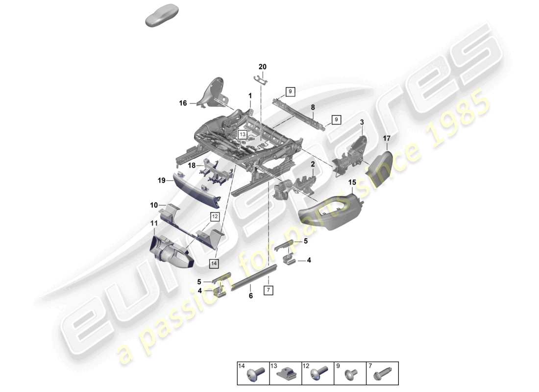 porsche 2023 (cayenne e3 pa) telaio del sedile sedile comfort diagramma delle parti