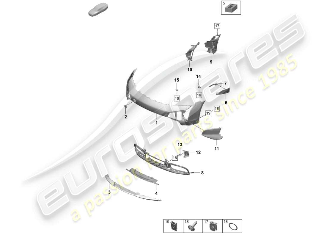 porsche 2025 (taycan 9j1-2) paraurti anteriore taycan cross turismo turbo s pacchetto design offroad diagramma delle parti