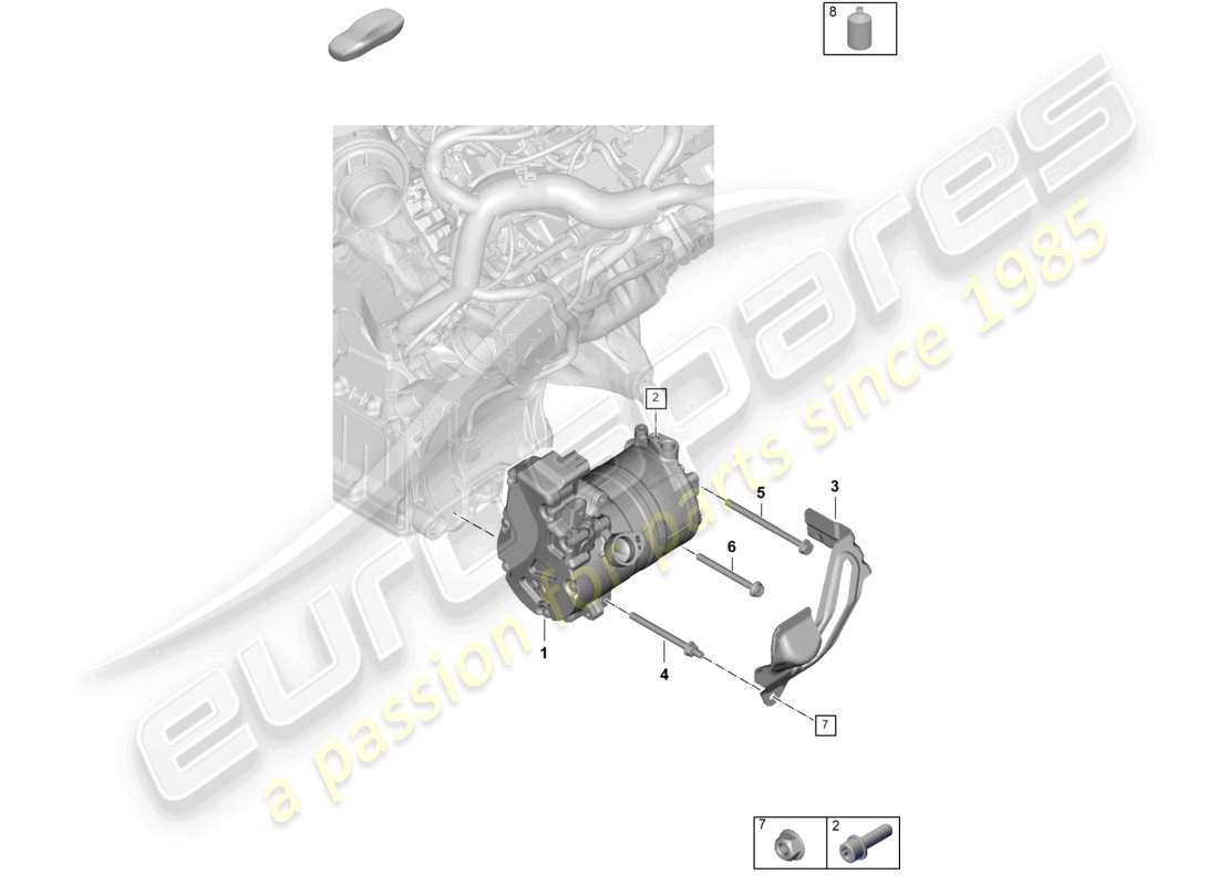 porsche 2026 (panamera 976) riscaldamento, sistema di aria condizionata per veicoli con trazione ibrida compressore a/c elettrico schema delle parti