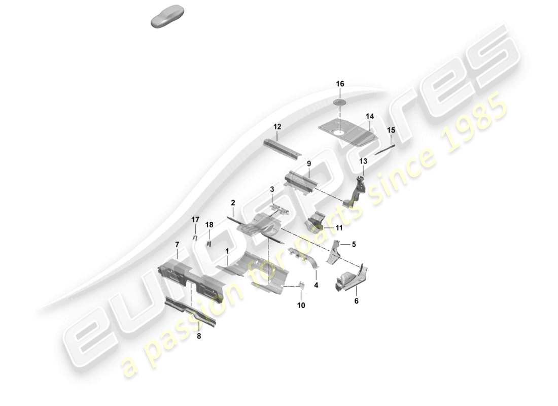 porsche 2026 (taycan 9j1-2) parte posteriore piastra inferiore supporto sedile diagramma delle parti