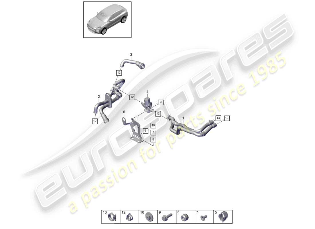 porsche 2021 (macan) riscaldatore v6 scatola dell'acqua turbo per modelli con riscaldatore supplementare d - mj 2020>> schema dei componenti