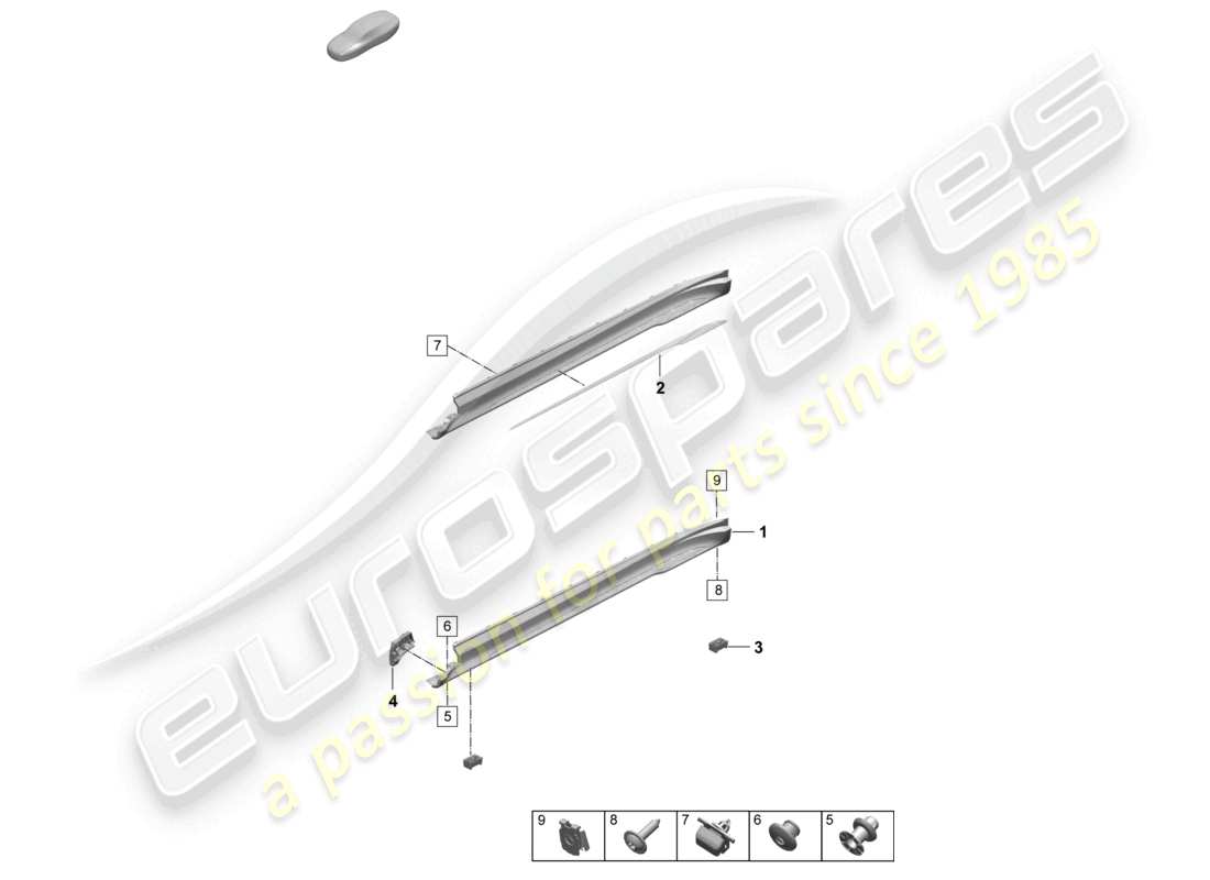 porsche 2026 (taycan 9j1-2) accessori per modanature laterali diagramma delle parti