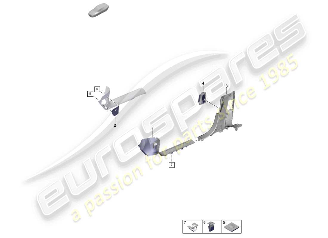 porsche 2026 (panamera 976) schema delle parti della copertura anteriore del battistrada