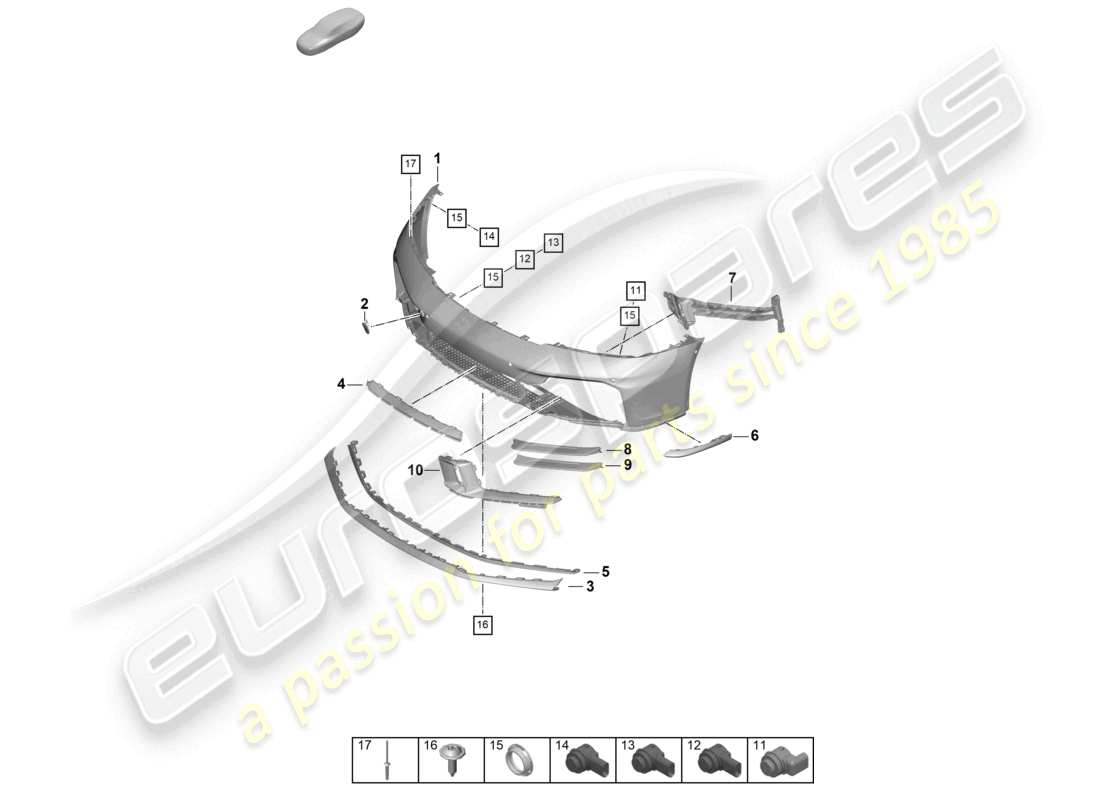 porsche 2024 (992-2) paraurti anteriore sport design pacchetto diagramma delle parti