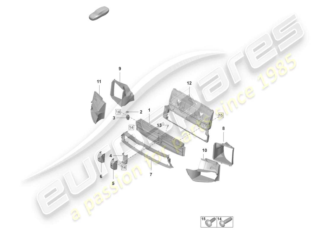 porsche 2024 (panamera 971-2) schema delle parti del pacchetto sport design della guida dell'aria v6 e del pacco dischi