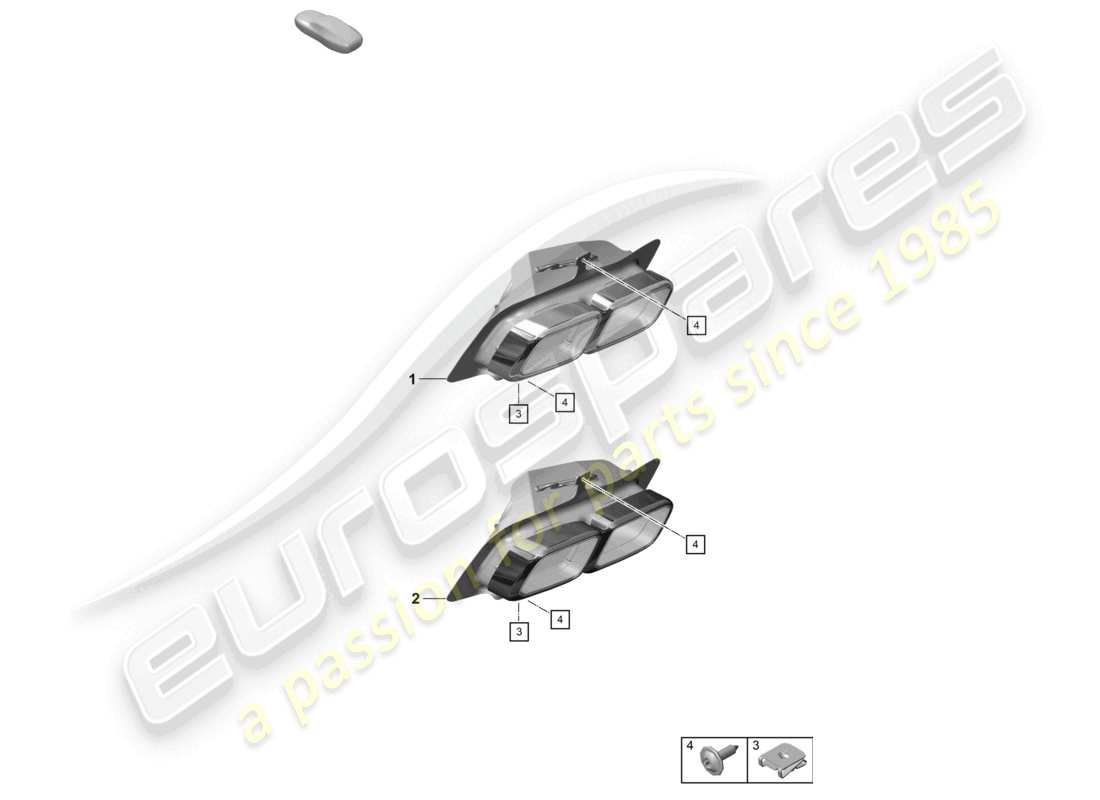 porsche 2022 (992-1 turbo / s) schema delle parti del tubo di scarico