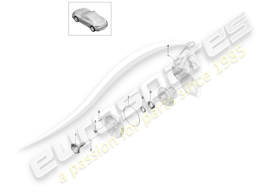 porsche 2022 (718 cayman) cambio manuale parti individuali differenziale autobloccante flangia di trasmissione diagramma delle parti