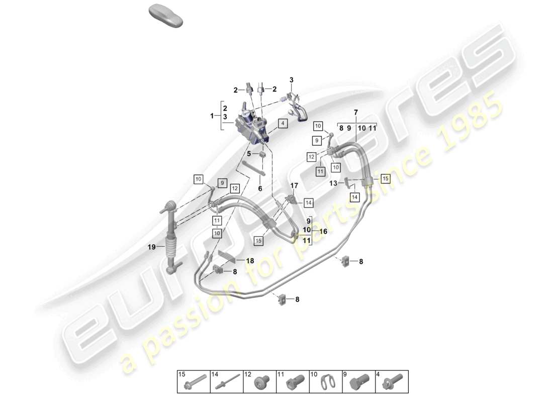 porsche 2024 (992-2) schema delle parti del blocco valvole della linea idraulica pdcc