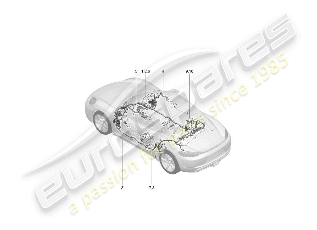 porsche 2022 (718 cayman) cablaggi airbag per veicoli con cinture di sicurezza schema dei componenti