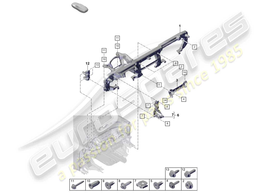porsche 2026 (panamera 976) staffa del cruscotto staffa per pannello del cruscotto diagramma delle parti