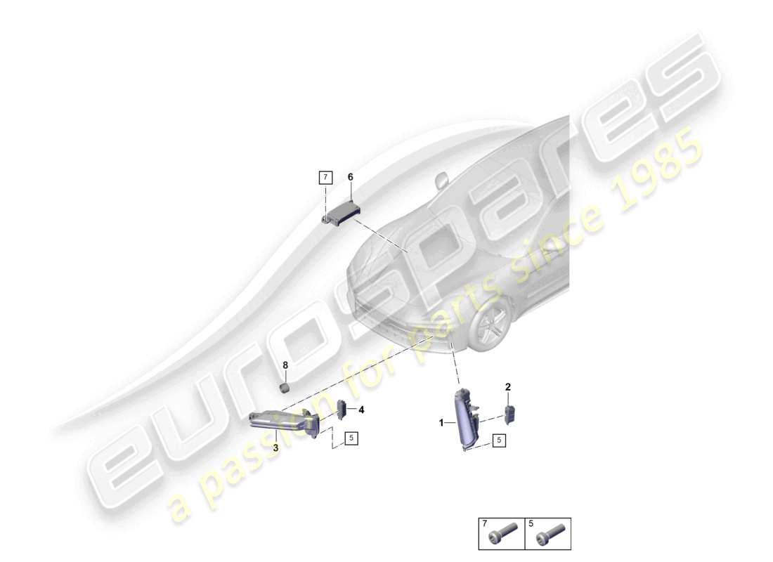porsche 2026 (panamera 976) faro aggiuntivo schema delle parti