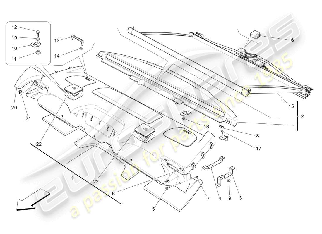 maserati quattroporte (2018) ripiano posteriore diagramma delle parti