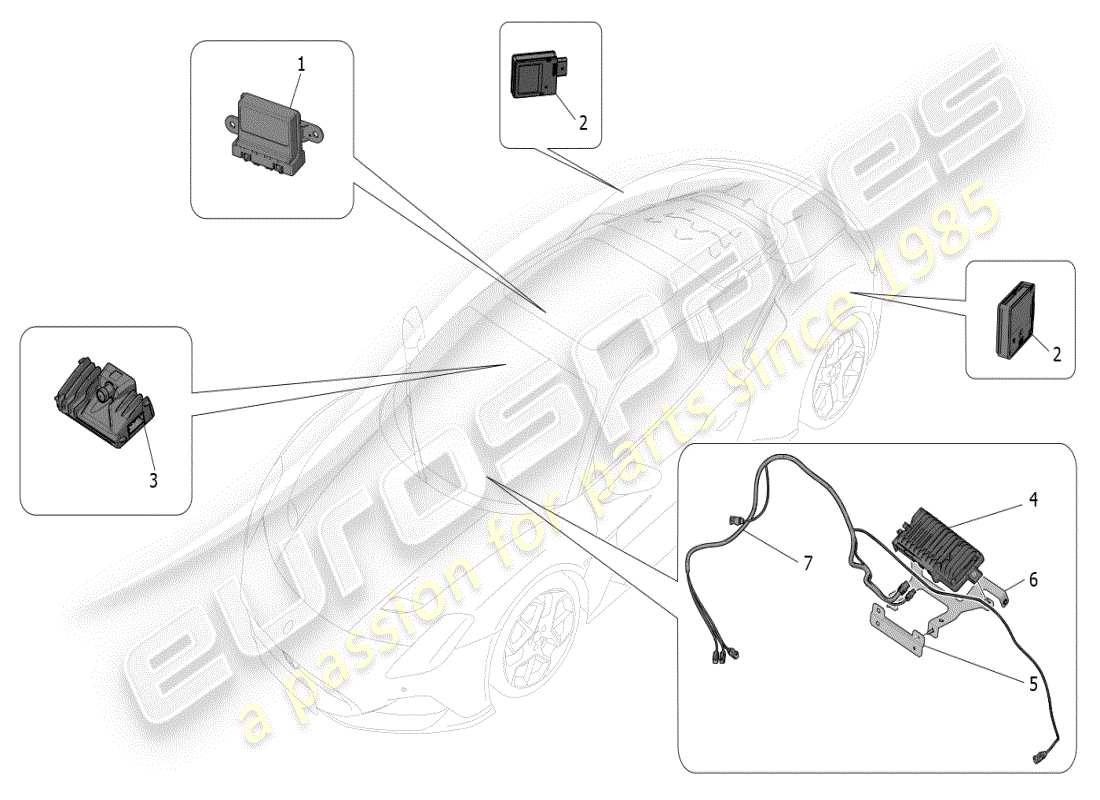 maserati mc20 (2024) sistema di assistenza alla guida diagramma delle parti