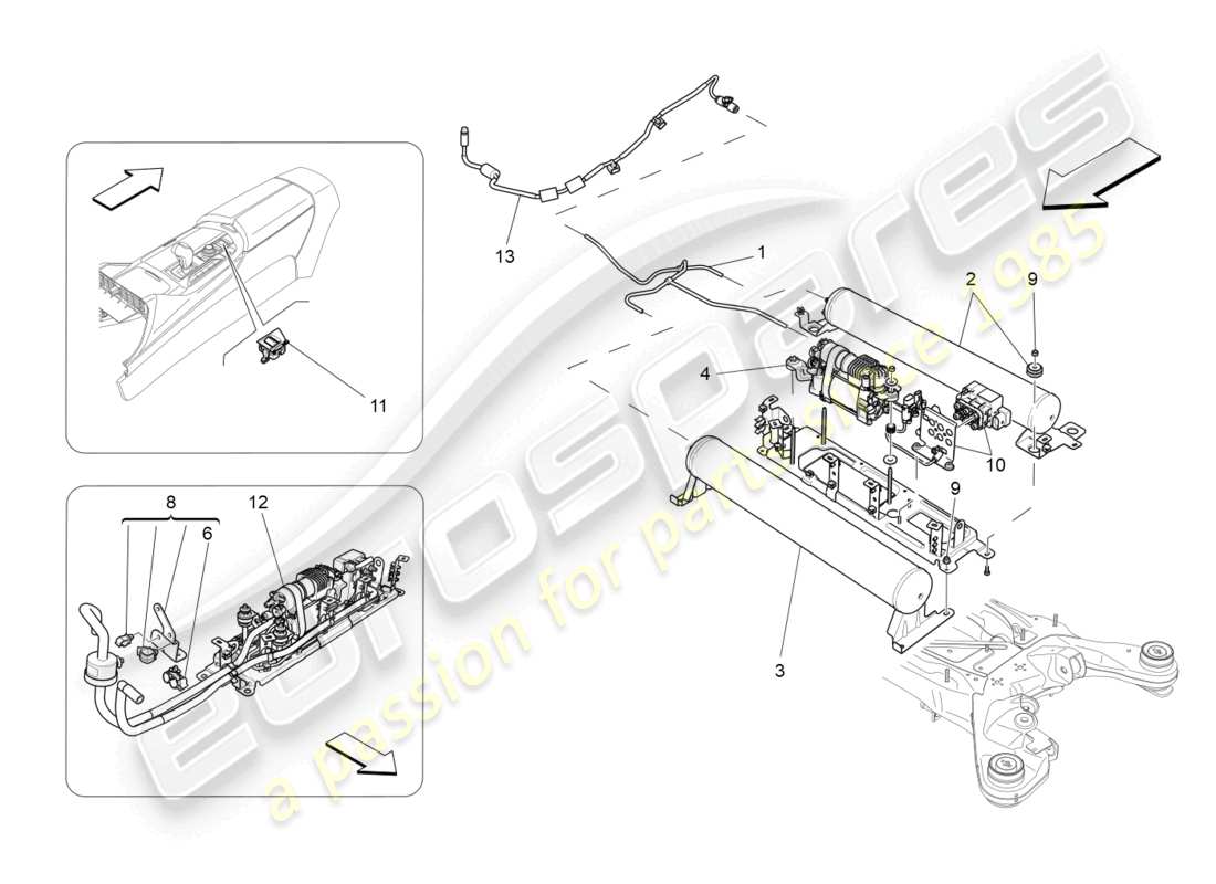 maserati levante zenga (2020) schema delle parti del sistema di sospensione pneumatica