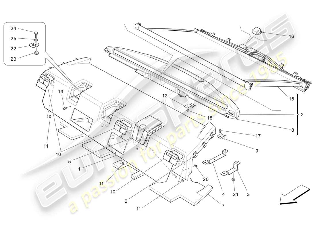 maserati quattroporte (2018) ripiano posteriore diagramma delle parti