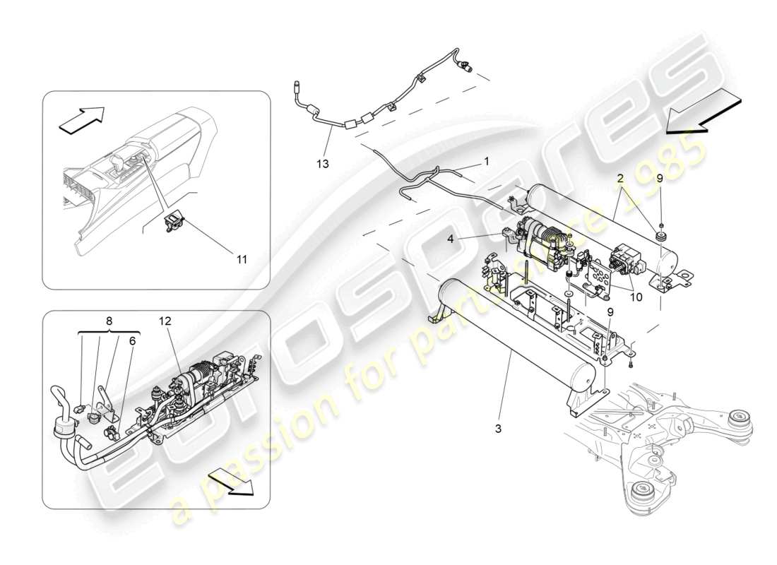 maserati levante (2017) sistema di sospensioni pneumatiche diagramma delle parti