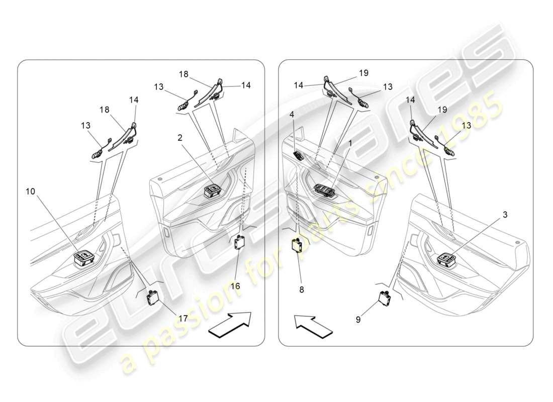 maserati levante (2020) dispositivi per porte diagramma delle parti