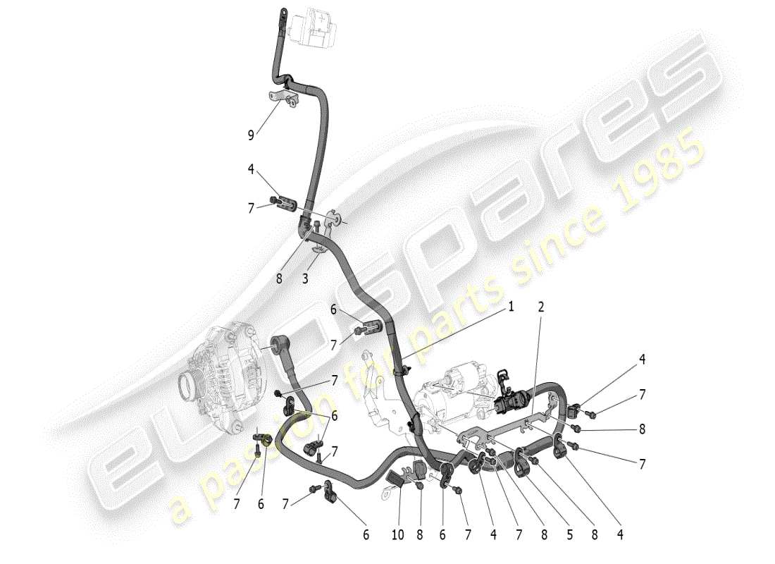 maserati mc20 (2024) cablaggio principale diagramma delle parti