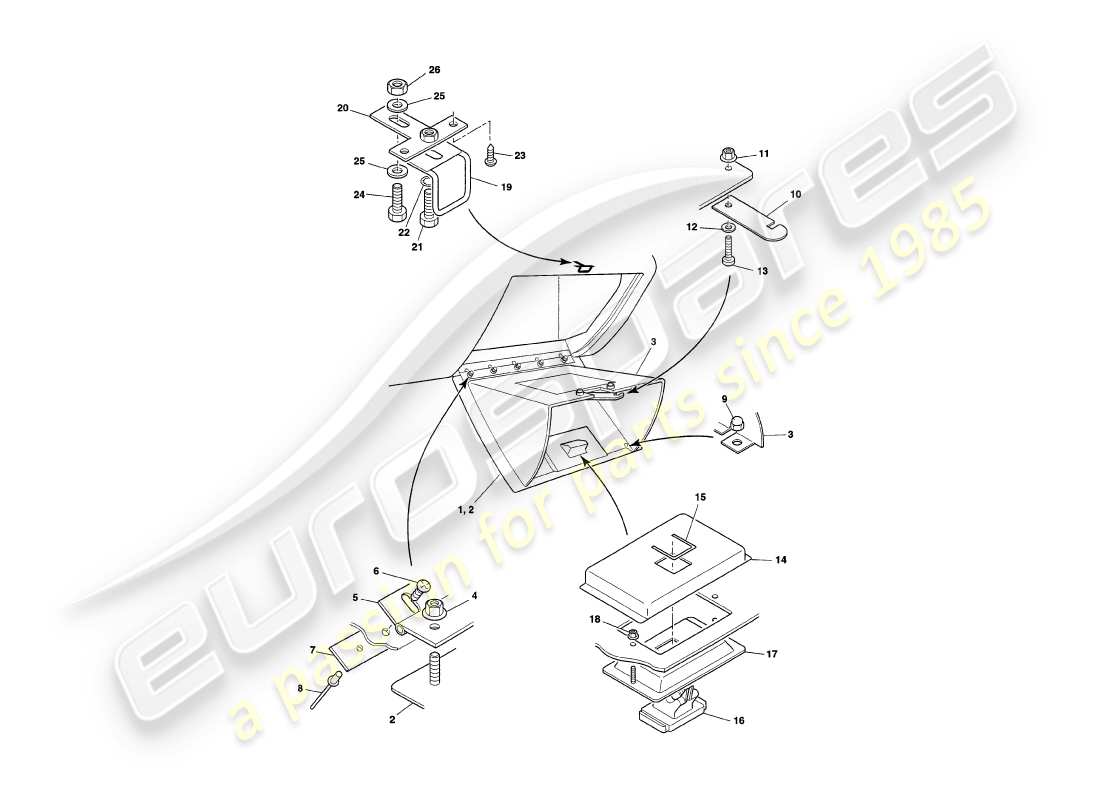aston martin v8 coupe (2000) diagramma delle parti di fascia e rivestimento
