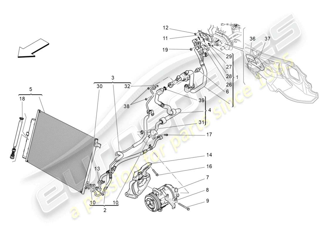 maserati levante (2020) centralina a/c: dispositivi vano motore diagramma delle parti