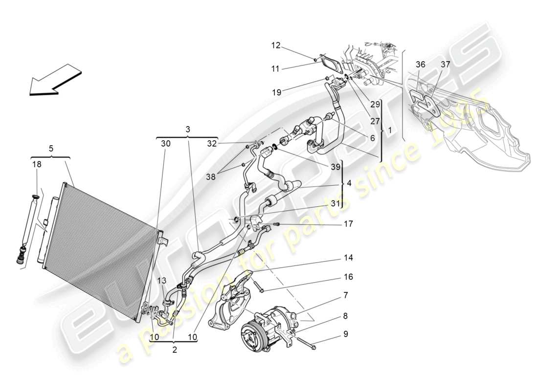 maserati levante (2020) centralina a/c: dispositivi vano motore diagramma delle parti