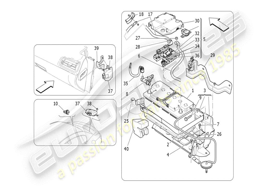 maserati ghibli (2021) diagramma delle parti di generazione e accumulo di energia