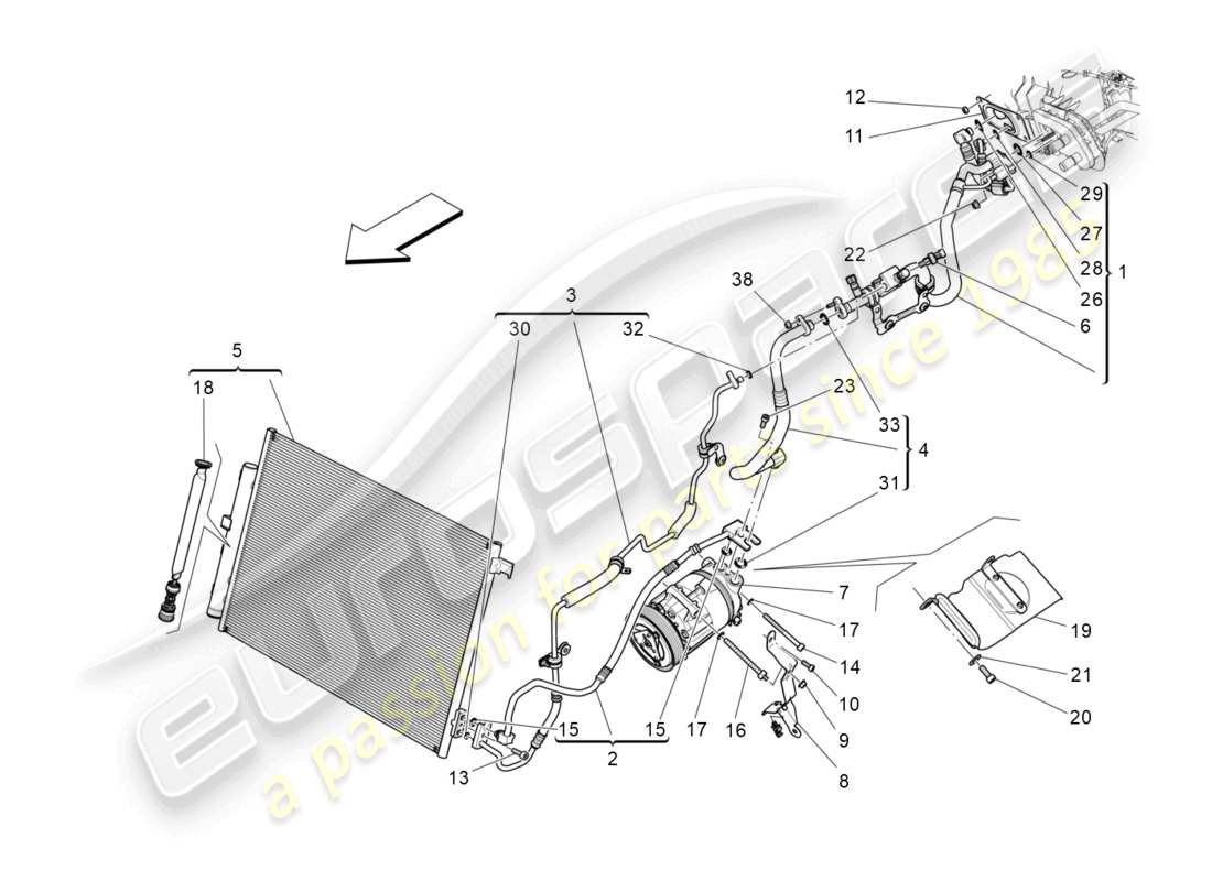 maserati levante gts (2020) centralina a/c: dispositivi vano motore schema particolare