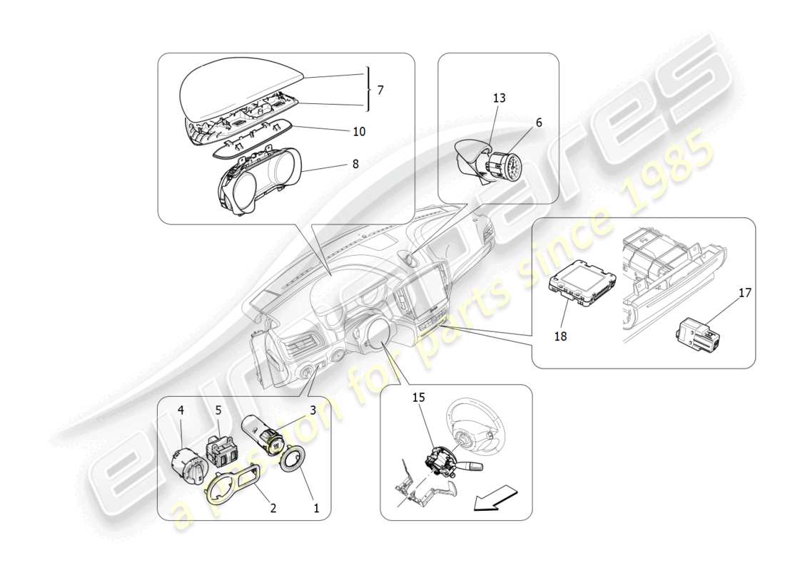 maserati ghibli fragment (2022) dispositivi da cruscotto diagramma delle parti