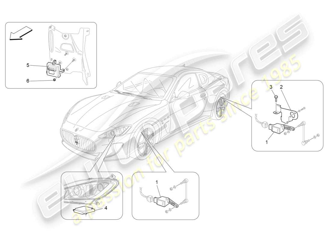 maserati granturismo mc stradale (2013) diagramma delle parti di controllo del sistema di illuminazione