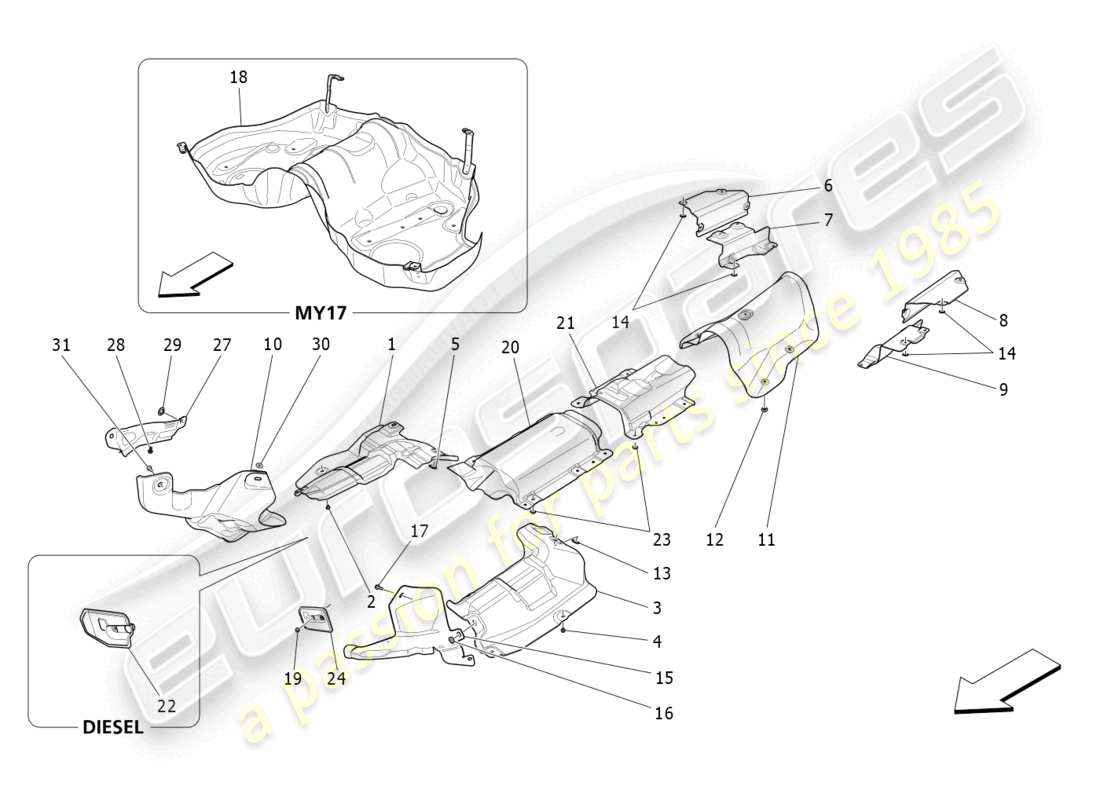 maserati ghibli (2016) pannelli termoisolanti schema particolare