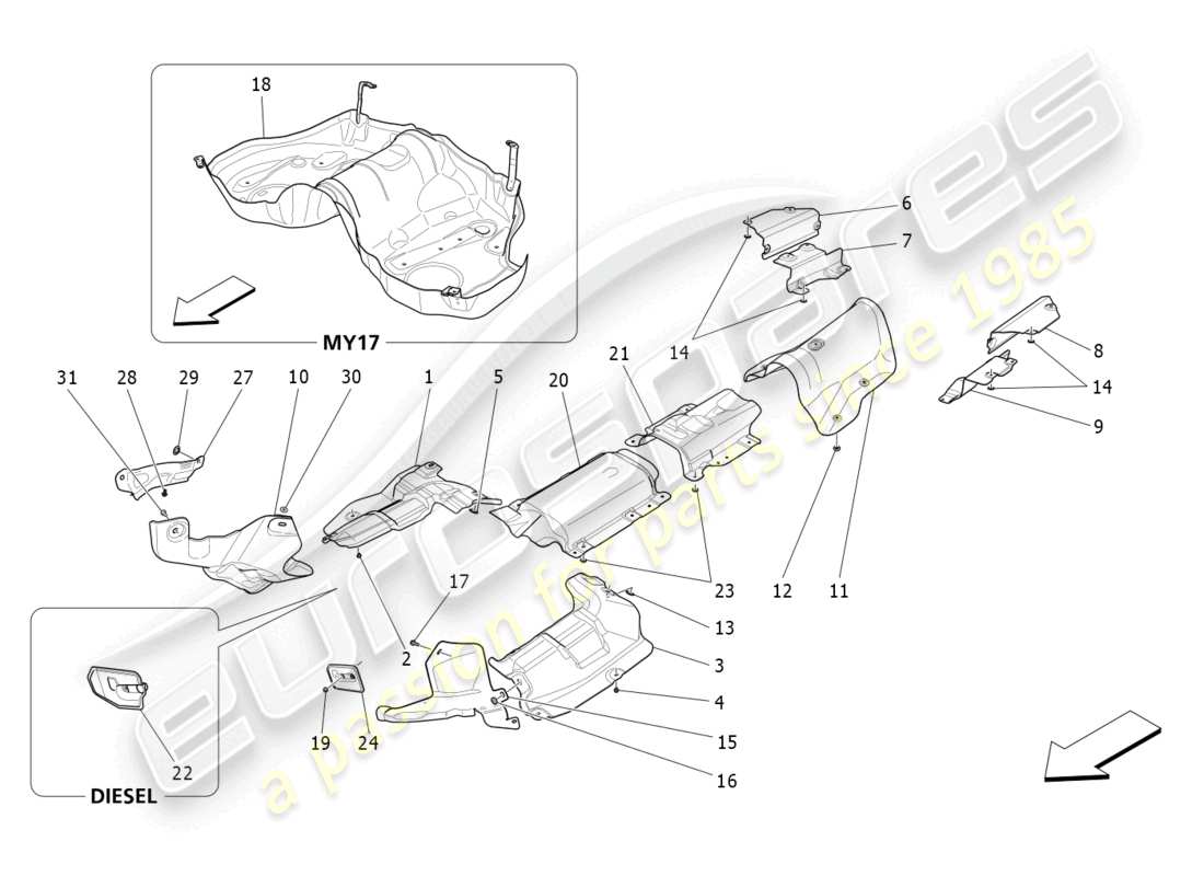maserati ghibli (2017) pannelli termoisolanti schema particolare