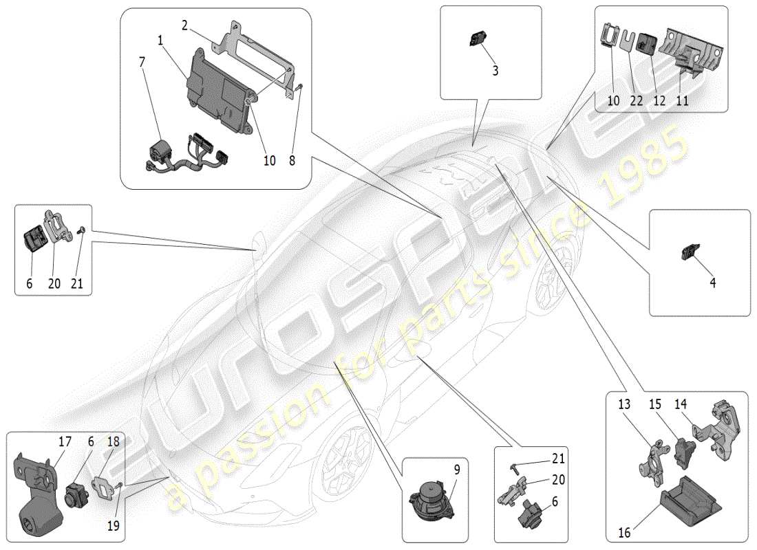 maserati mc20 (2024) sistema informatico diagramma delle parti