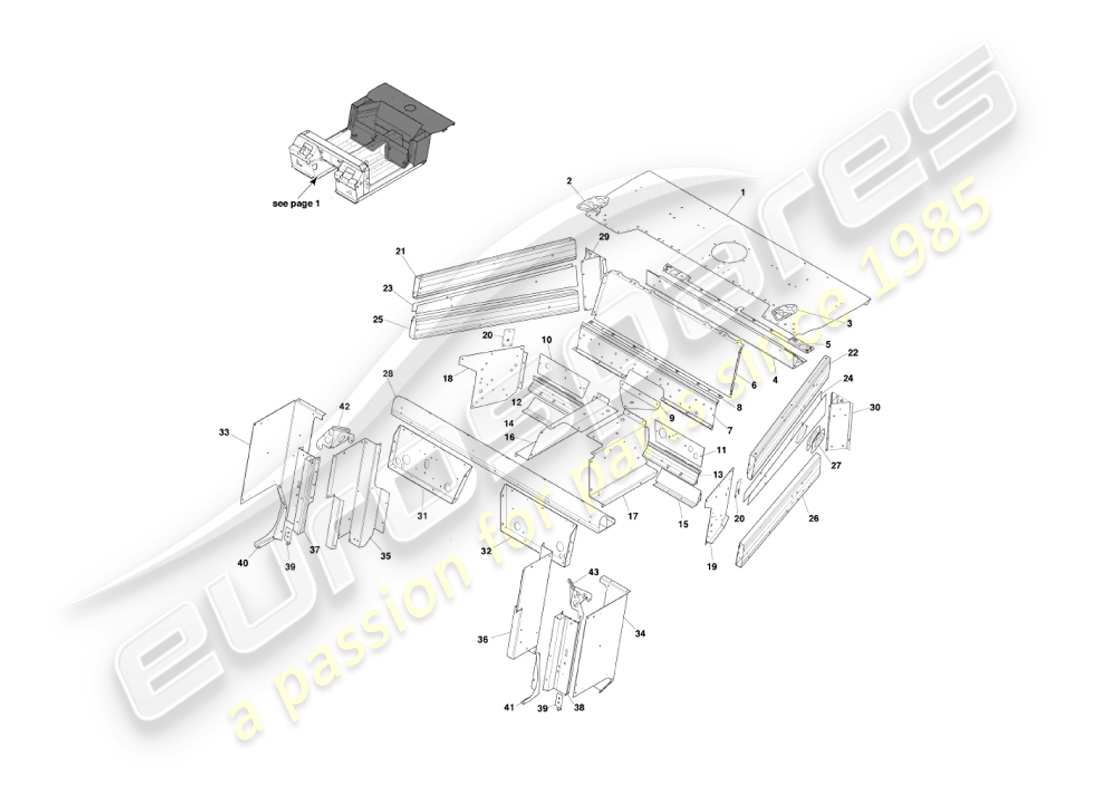 aston martin vanquish (2005) sottoscocca 2 diagramma delle parti