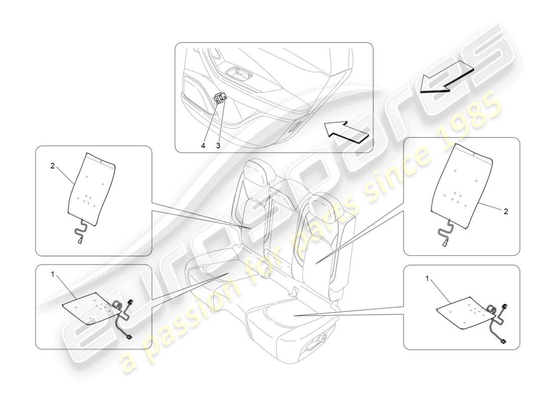 maserati levante zenga (2020) sedili posteriori: meccanica ed elettronica schema delle parti