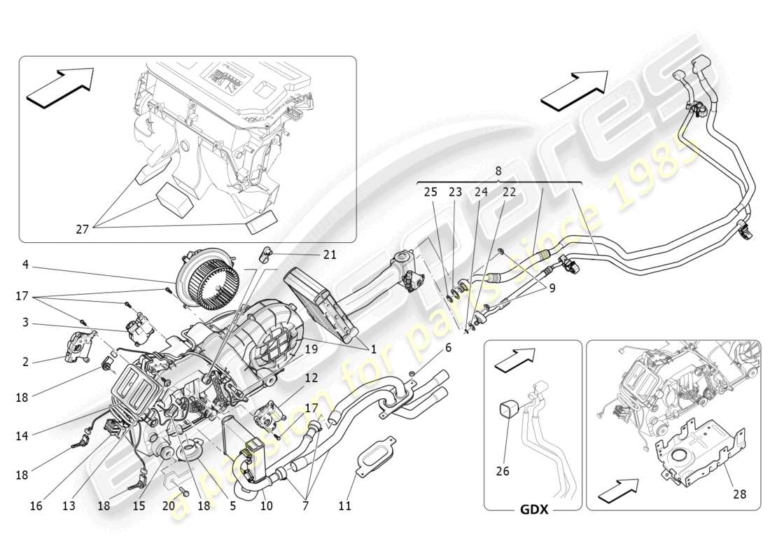 maserati levante gts (2020) unità a/c: dispositivi tunnel diagramma delle parti