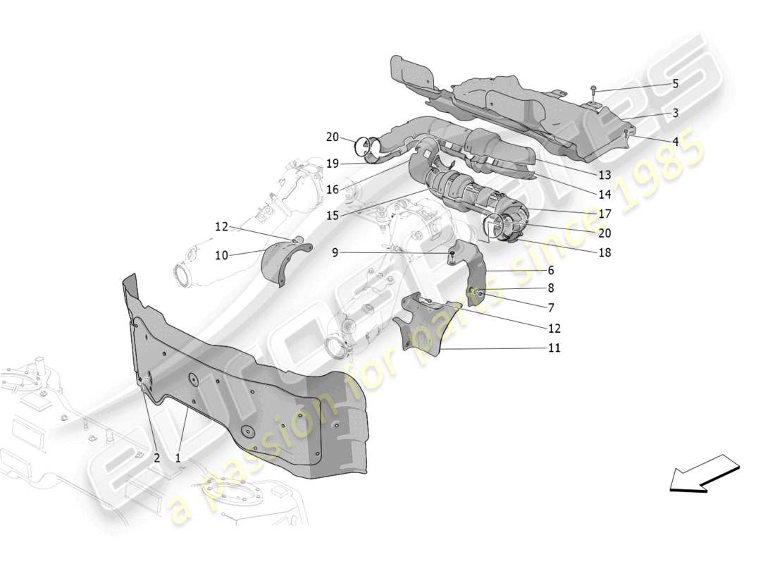 maserati mc20 (2023) pannelli termoisolanti schema particolare