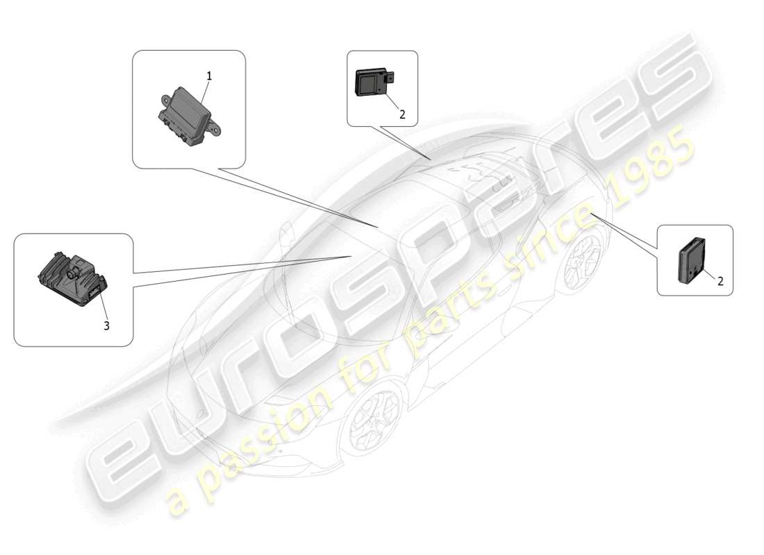 maserati mc20 (2022) sistema di assistenza alla guida diagramma delle parti