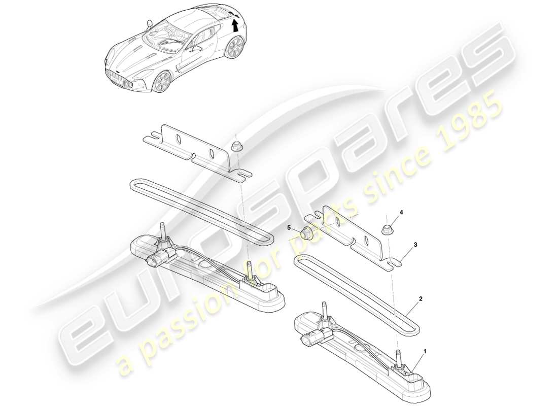 aston martin one-77 (2011) diagramma delle parti delle luci della targa