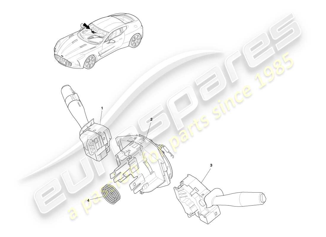 aston martin one-77 (2011) interruttore piantone dello sterzo schema delle parti