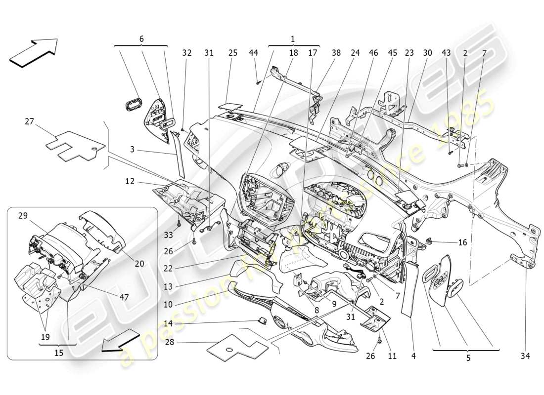 maserati ghibli (2016) unità cruscotto diagramma delle parti