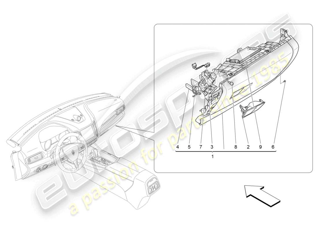 maserati levante zenga (2020) diagramma delle parti dei vani portaoggetti