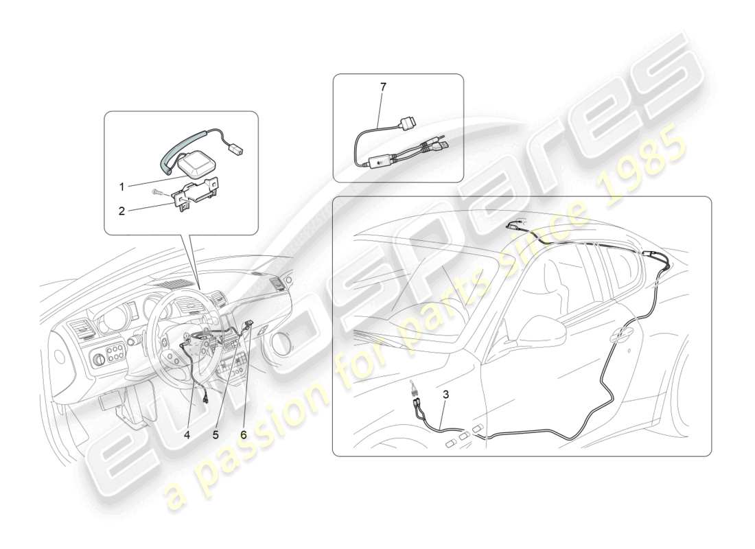 maserati granturismo mc stradale (2012) sistema di accoglienza e connessione diagramma delle parti