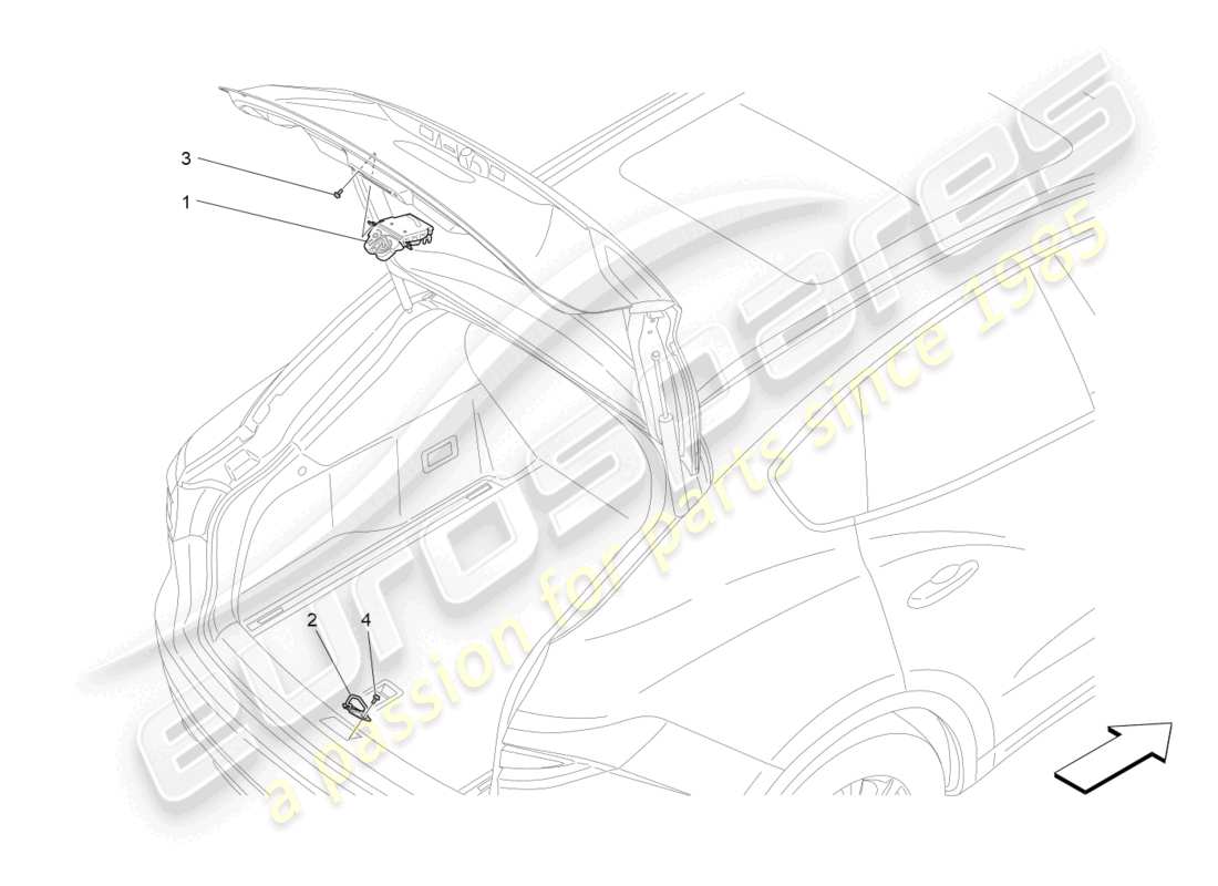 maserati levante modena s (2022) comando apertura portellone posteriore diagramma delle parti
