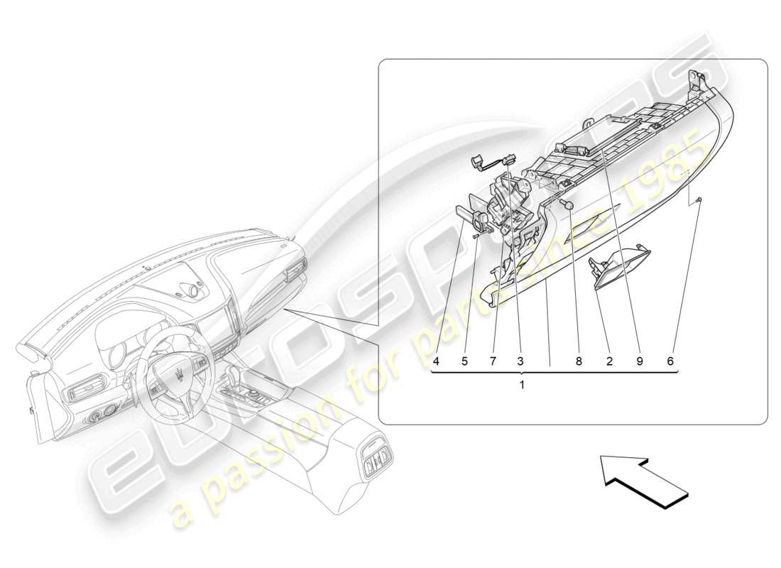 maserati levante tributo (2021) scomparti per guanti diagramma delle parti