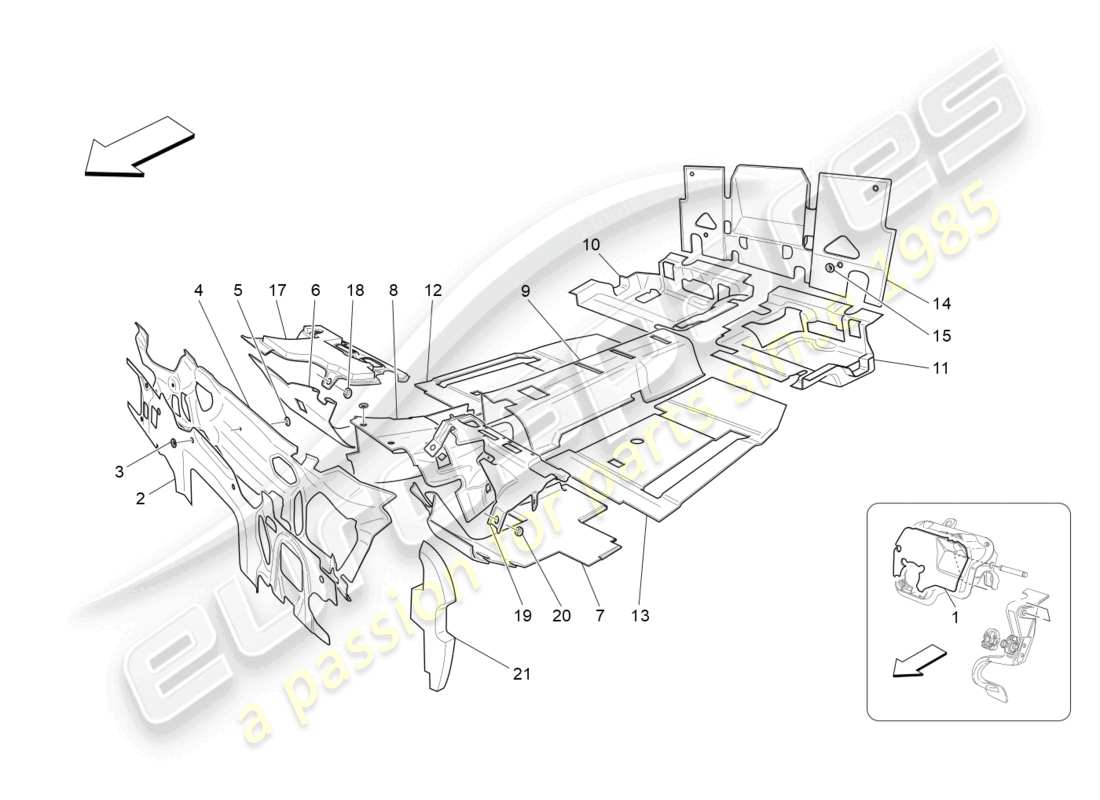 maserati grancabrio mc (2013) pannelli insonorizzati all'interno del diagramma delle parti del veicolo