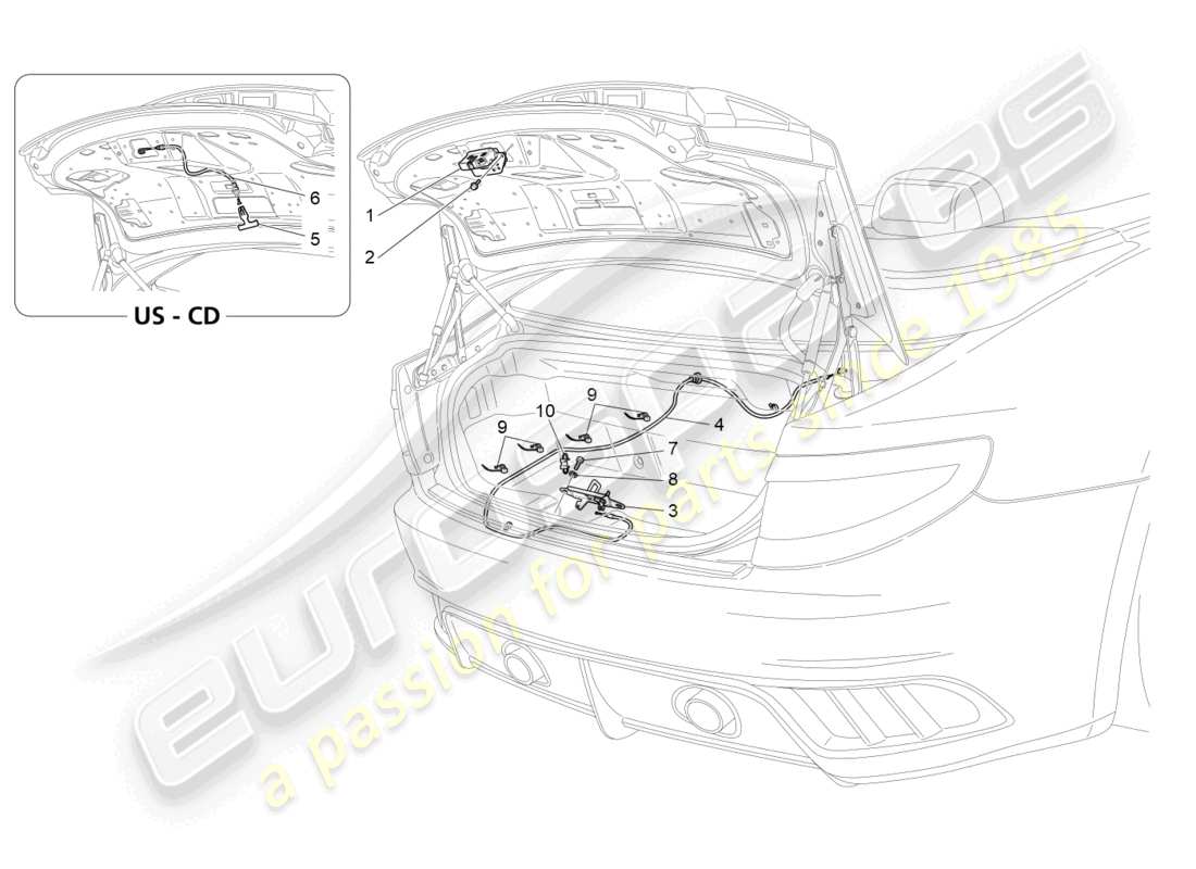 maserati grancabrio mc (2013) comando apertura portellone posteriore diagramma delle parti